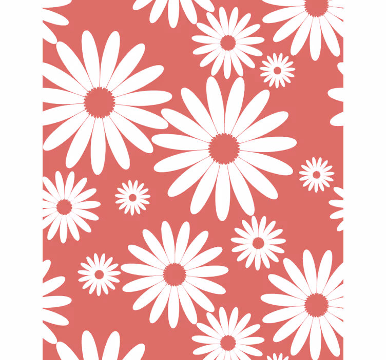 White Daisy Pattern roller blind flowers - TenStickers