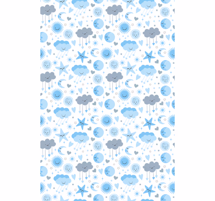 Blue starry pattern roller blind clouds - TenStickers