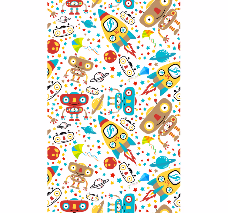 Rocket robots adventure kids roller blind - TenStickers