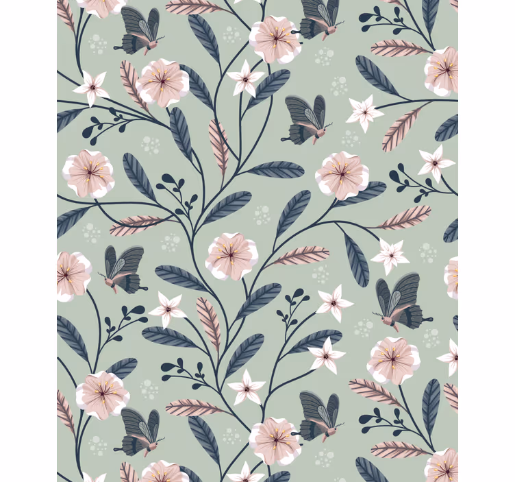 Floral Butterfly Patterns roller blind flowers - TenStickers