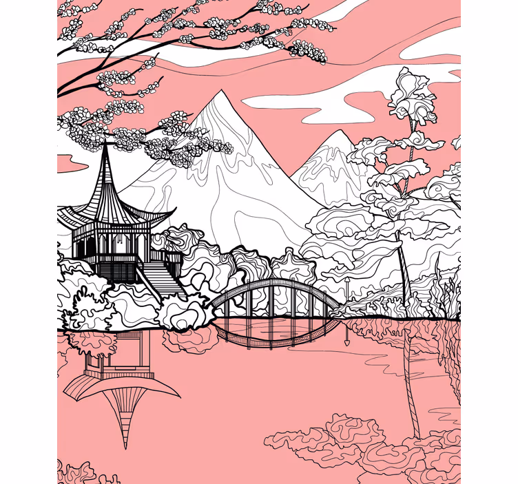 Mountain landscape reflection zen roller blind - TenStickers