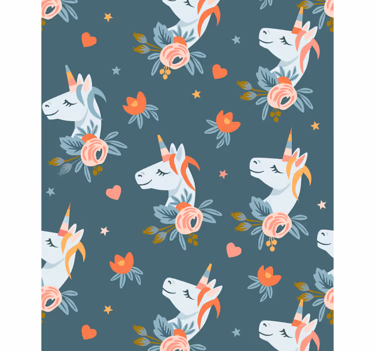 Blue charming unicorns kids roller blind - TenStickers