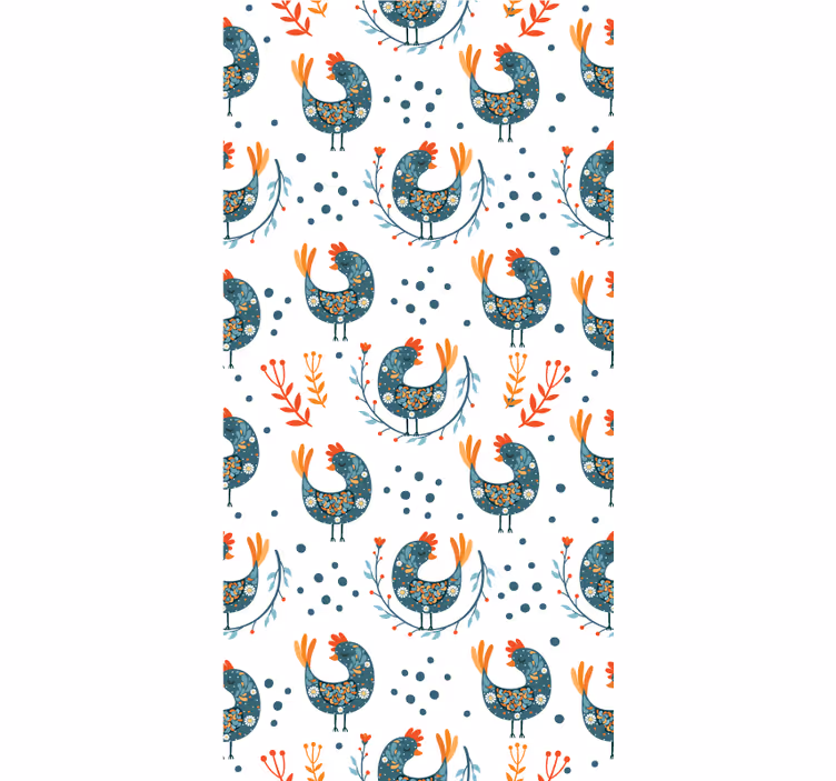 Blue feathery chicken animal roller blind - TenStickers