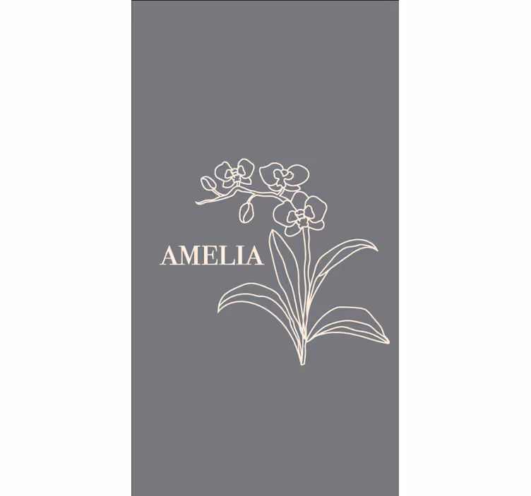 Elegant gray design with name roller blind flowers - TenStickers