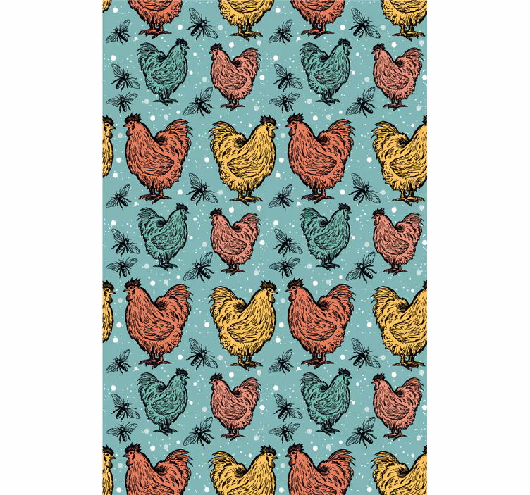 Colorful Rooster Pattern animal roller blind - TenStickers