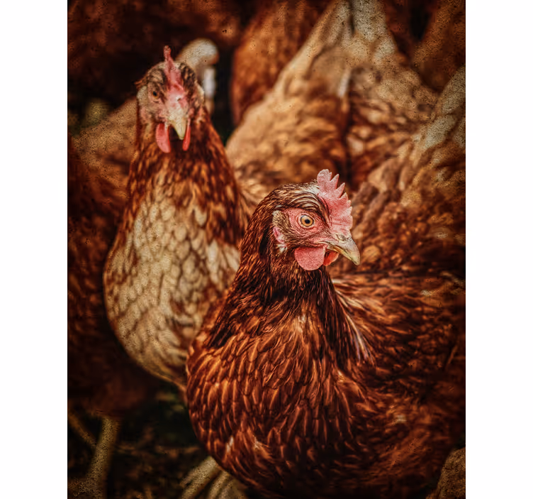 Rustic Farm Chickens animals roller blind - TenStickers