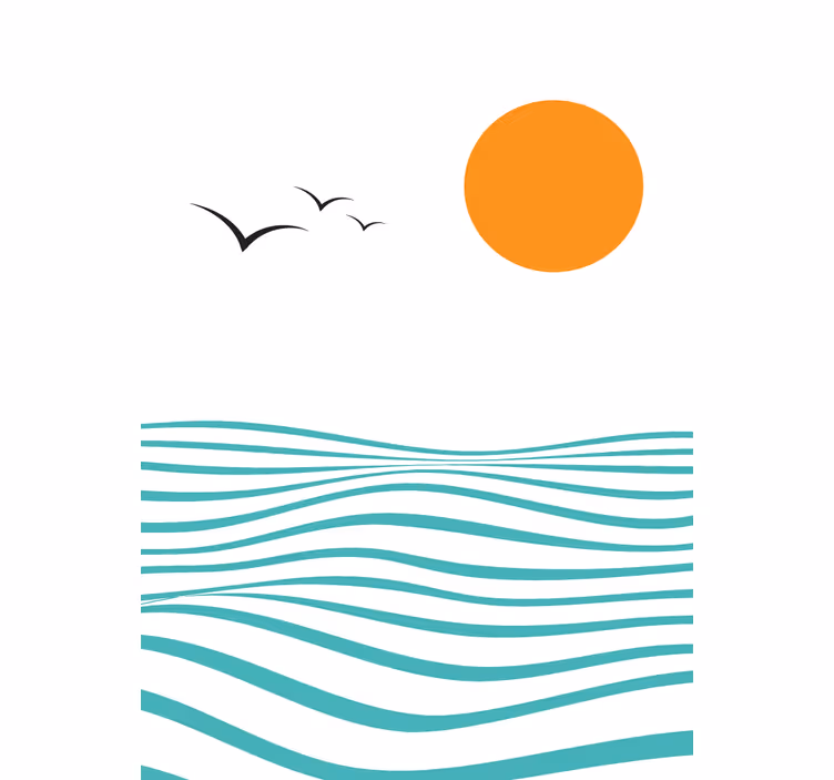 SUNSET WITH WAVES modern roller blind - TenStickers