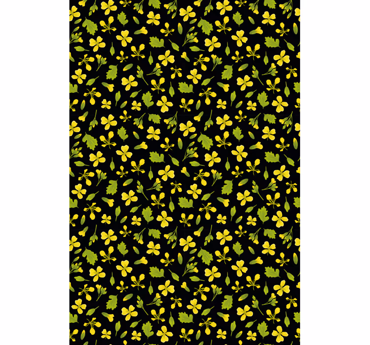 Yellow and black pattern roller blind flowers - TenStickers