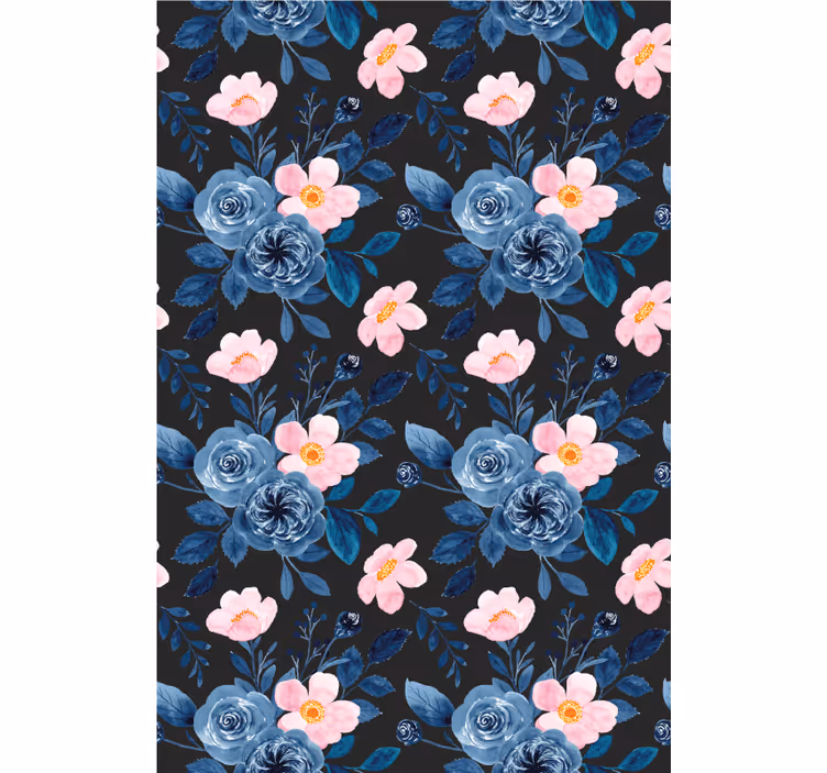 Blue floral motif roller blind flowers - TenStickers