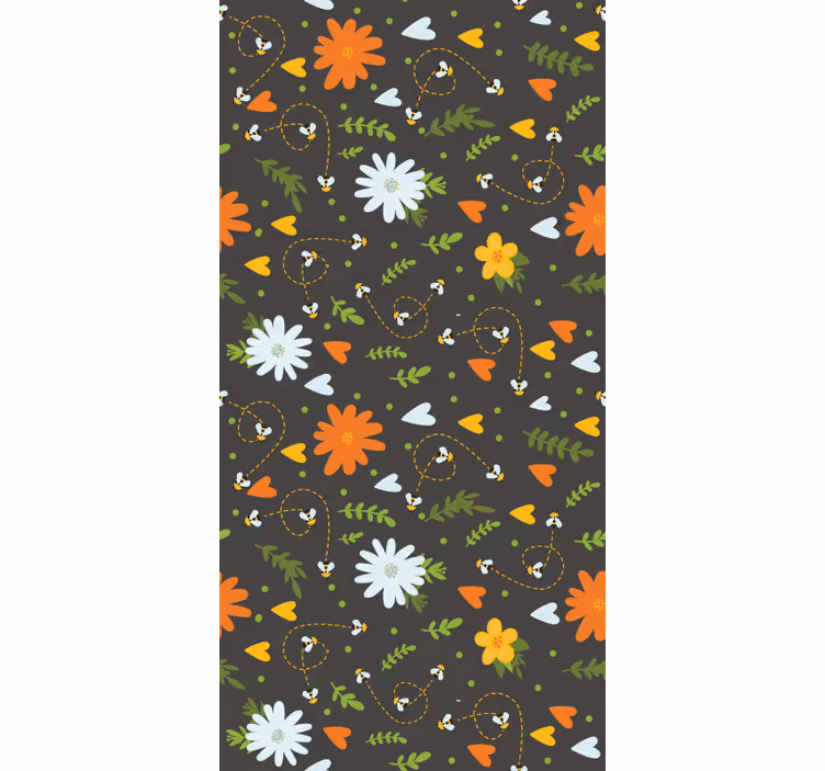 Bees pattern roller blind flowers - TenStickers