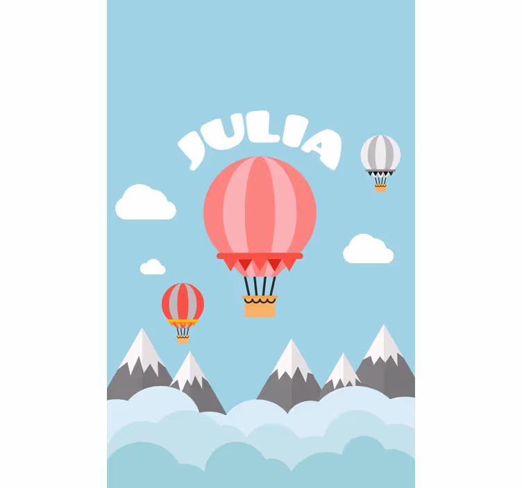 Hot air balloons with name kids roller blind - TenStickers
