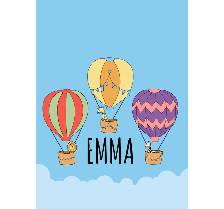 Balloon adventure with name kids roller blind - TenStickers