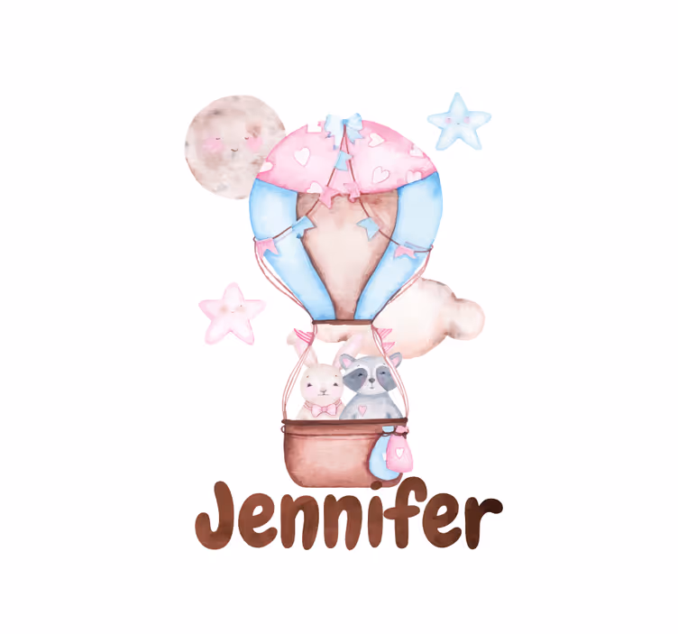 Hot air balloon with name kids roller blind - TenStickers
