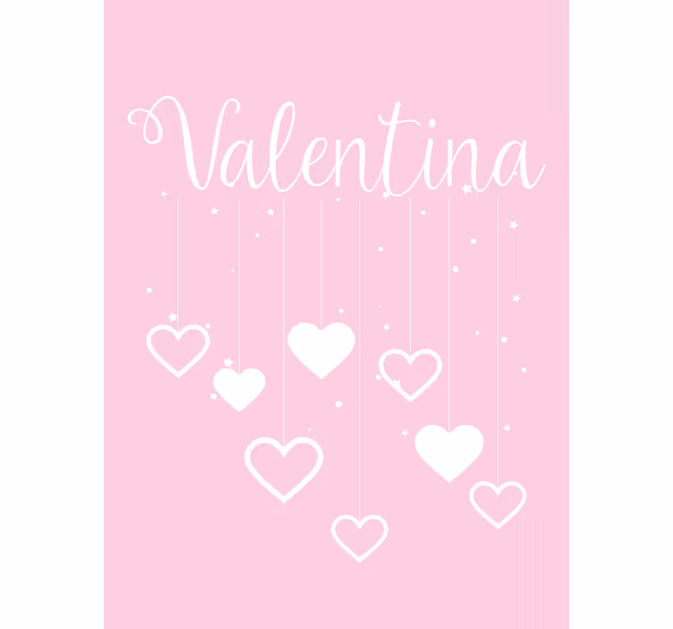 Hanging hearts with name teenage roller blind - TenStickers