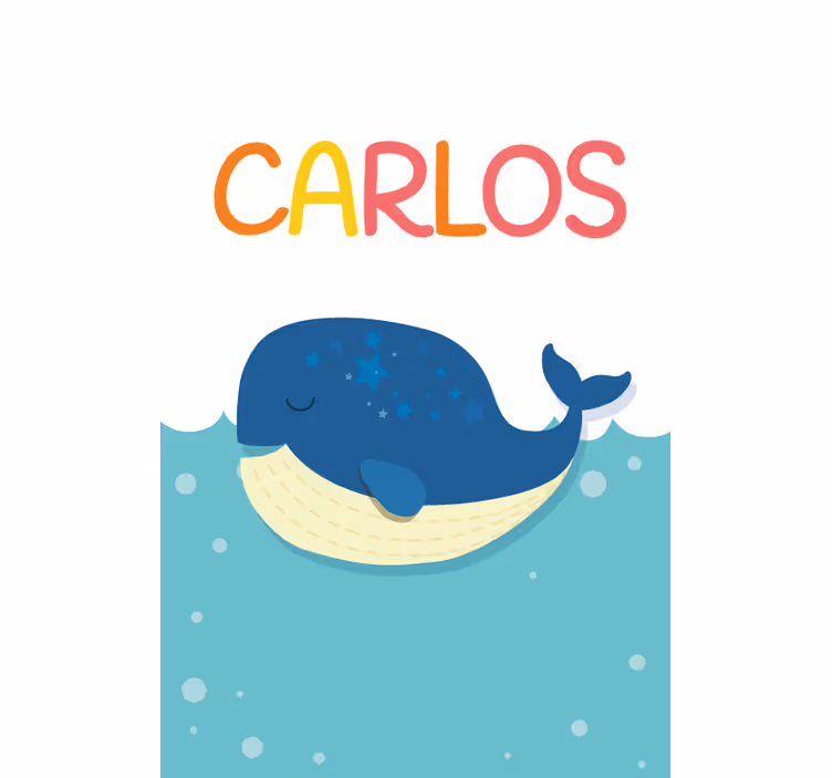 Sleeping Whale With Name kids roller blind - TenStickers