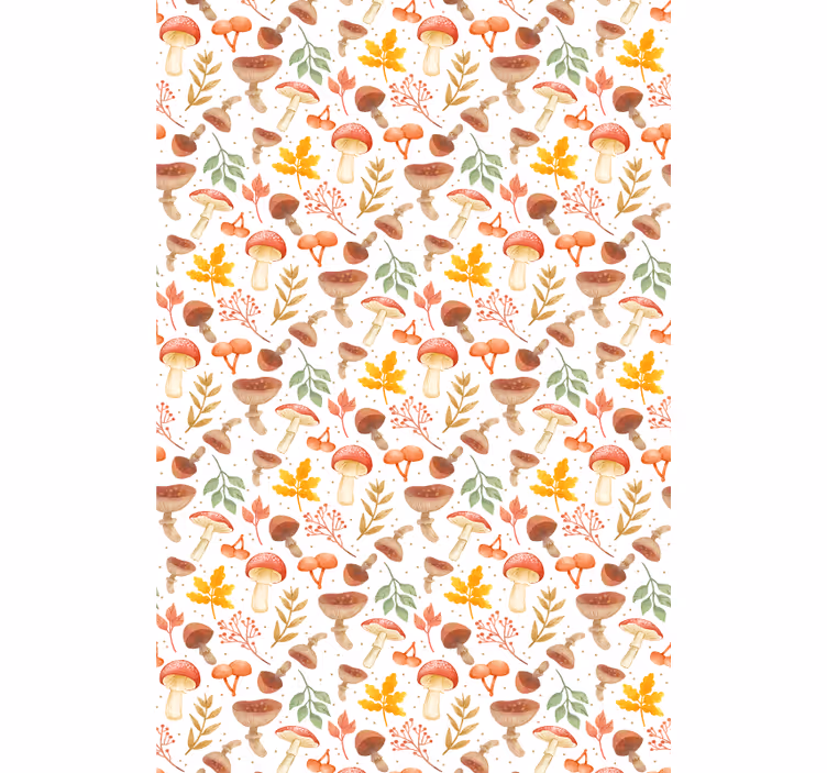 Mushroom and Leaf Pattern roller blind flowers - TenStickers