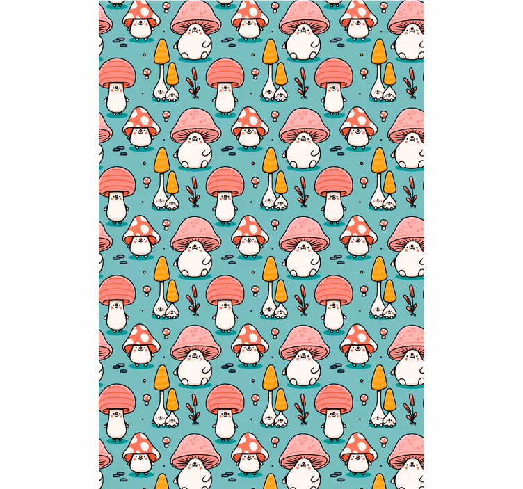 Funny mushrooms faces pattern Kitchen blind - TenStickers