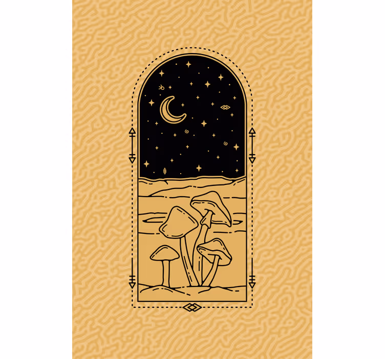 Mushroom Moonlit Scene animals roller blind - TenStickers