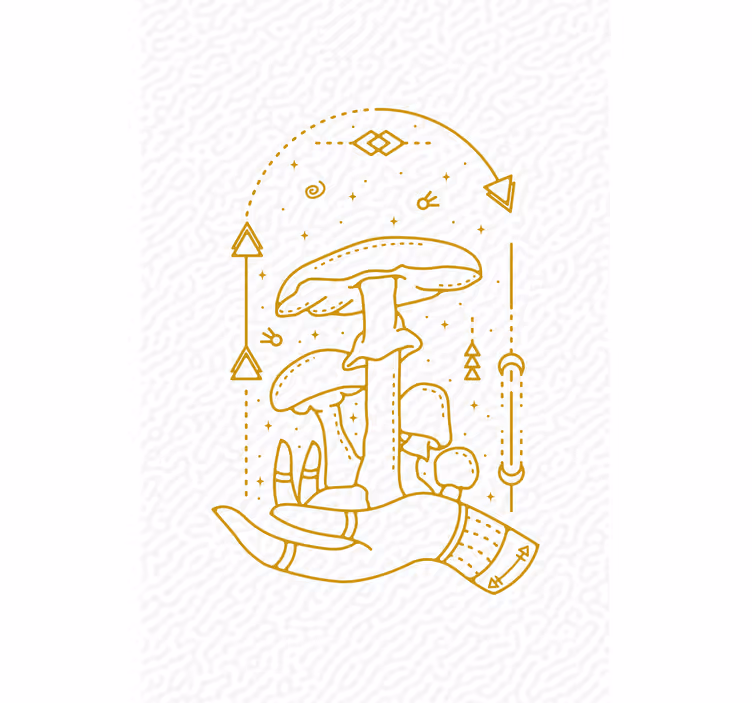 Mushroom Hand Offering roller blind flowers - TenStickers