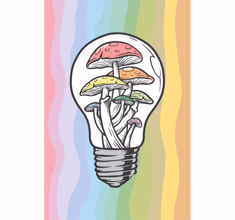 Mushroom Lightbulb Art roller blind flowers - TenStickers
