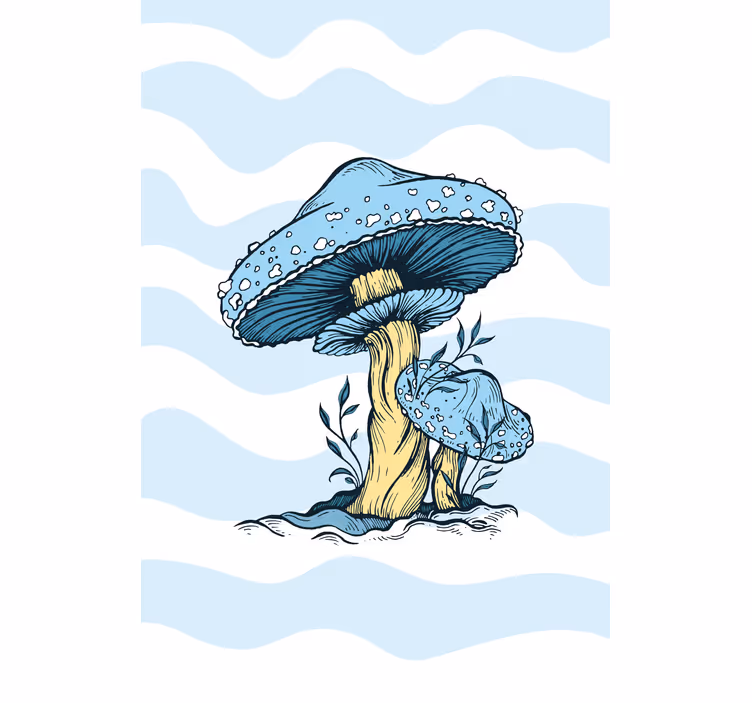 Blue mushrooms roller blind flowers - TenStickers
