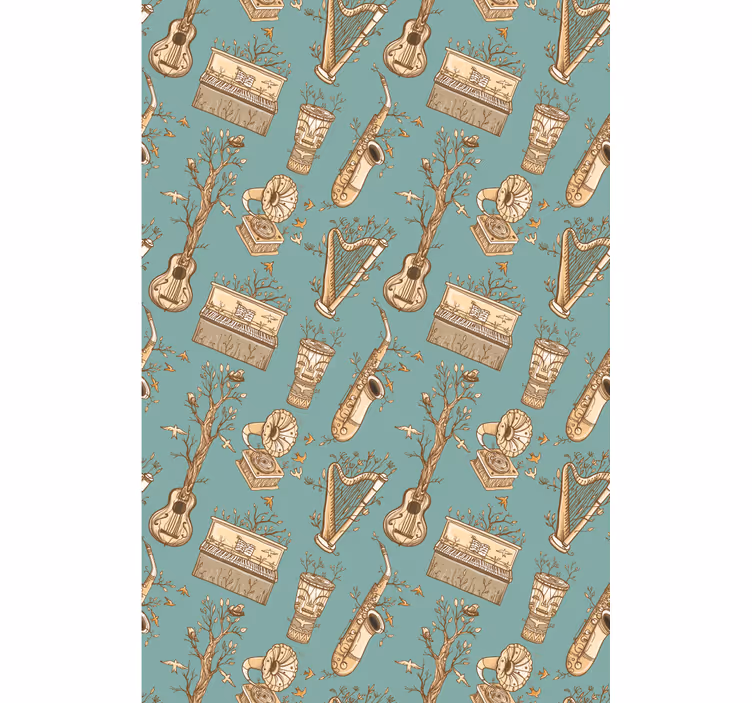 Vintage musical instruments teenage roller blind - TenStickers