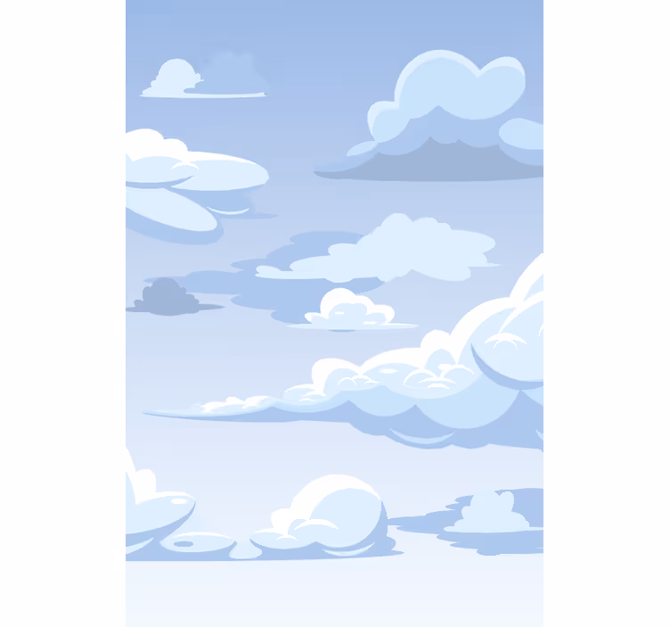 Blue drawing motif roller blind clouds - TenStickers