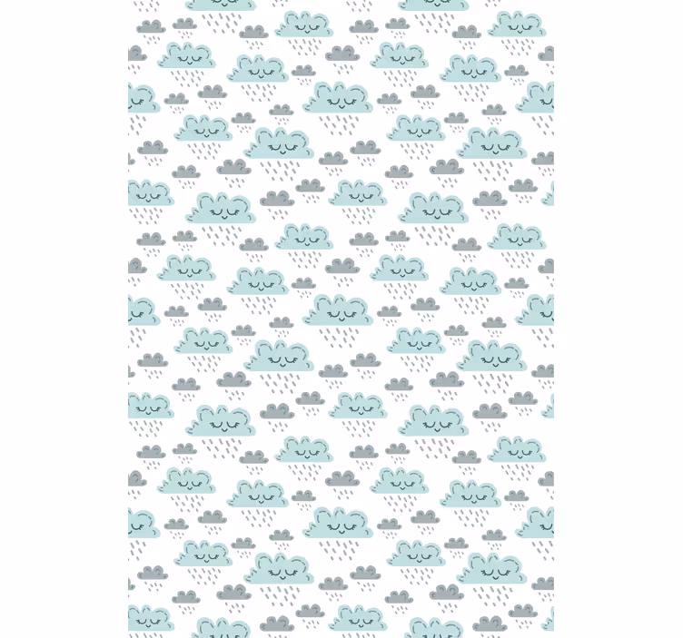 Blue rainy pattern roller blind clouds - TenStickers
