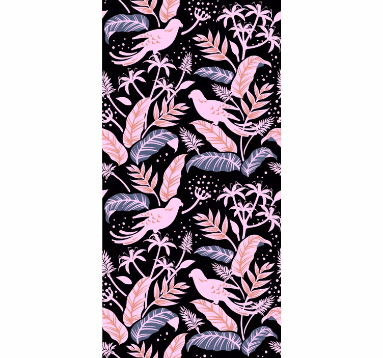 Black pink birds leaves Various animal blind - TenStickers