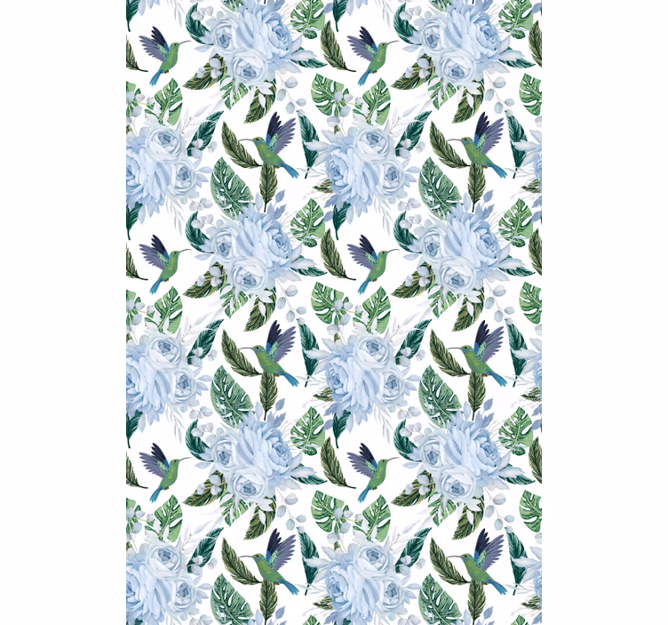 Hummingbirds and Roses roller blind flowers - TenStickers