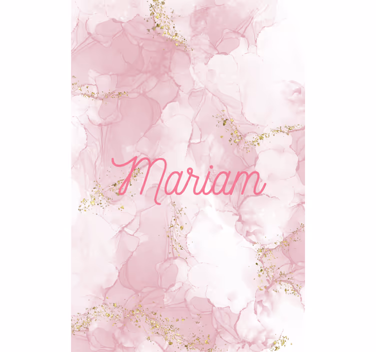 Pink marble with name elegant roller blind - TenStickers