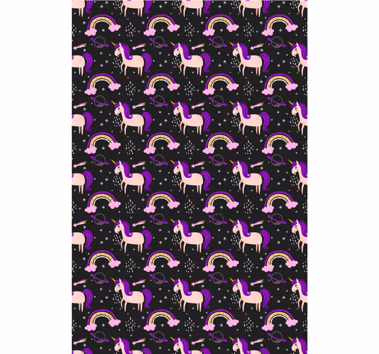 Kids roller blind featuring pink unicorns and arches - TenStickers