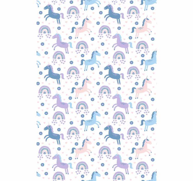 Blue unicorns and rainbows kids roller blind - TenStickers