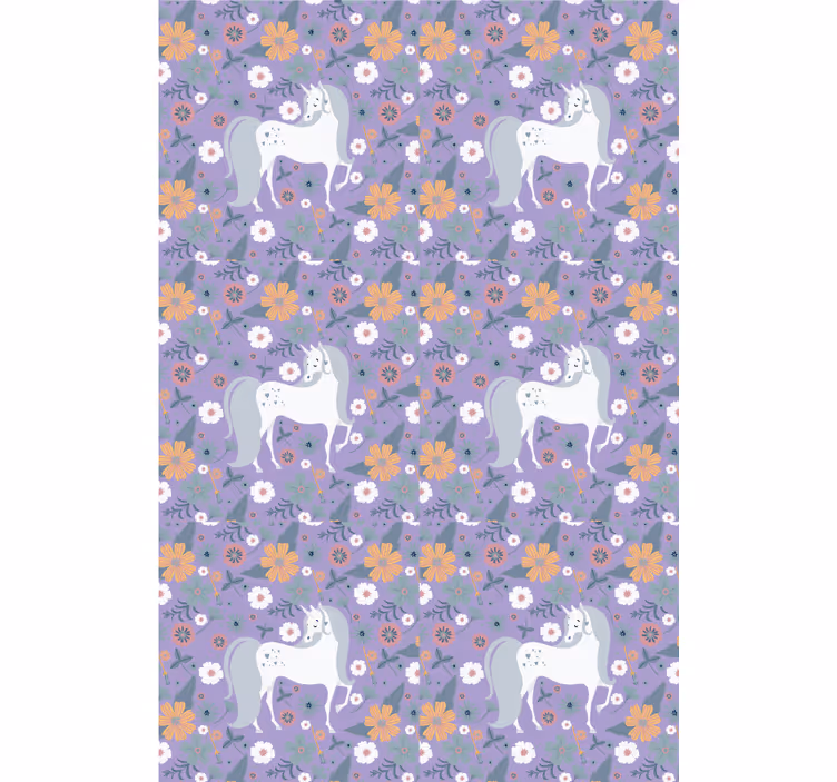 Artistic unicorns with flowers Blind painting - TenStickers