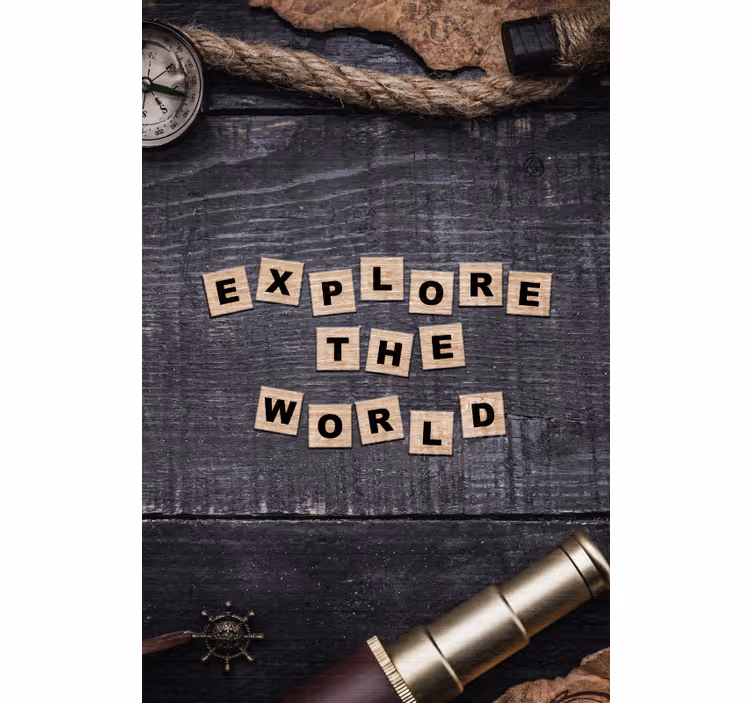 Explore the world plane writing roller blind - TenStickers