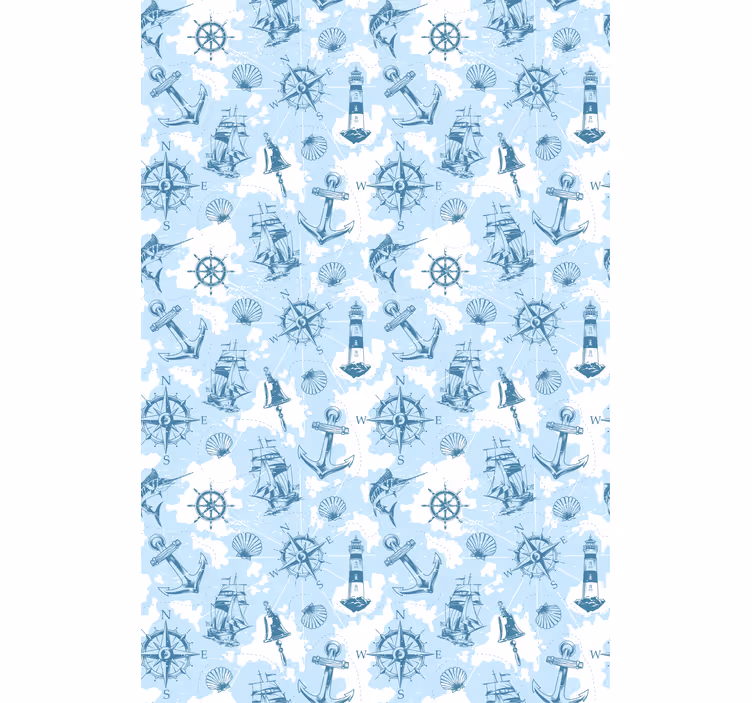 Nautical Icons Pattern kitchen roller blind - TenStickers