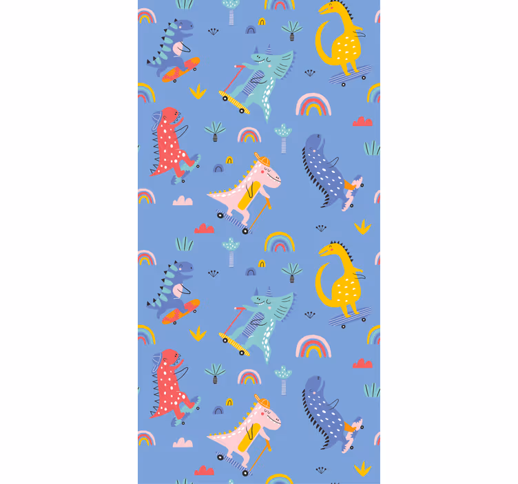 Skateboarding scene dinosaur roller blind - TenStickers