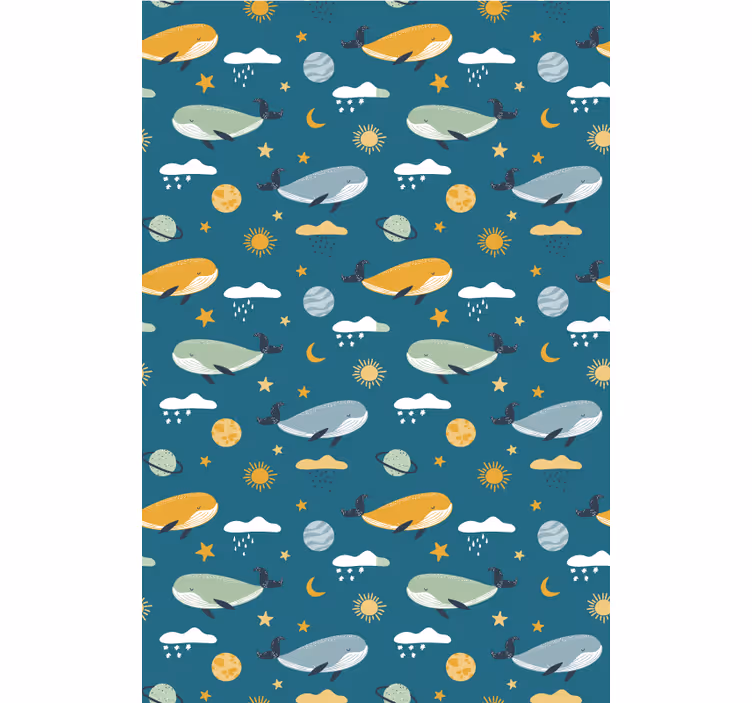 Whales pattern kids roller blind - TenStickers