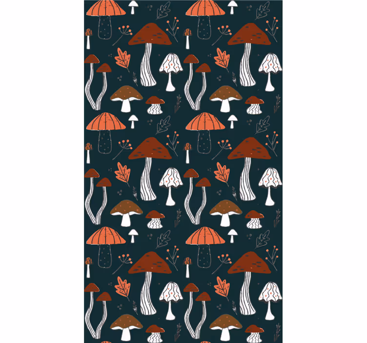 Mushroom Motif Art roller blind flowers - TenStickers