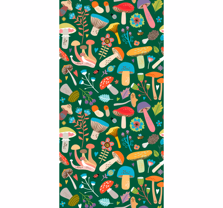 Vibrant Mushroom Motif roller blind flowers - TenStickers