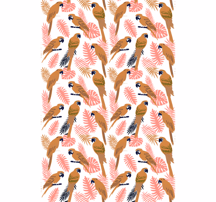 Orange parrots with pink flowers animal blind - TenStickers