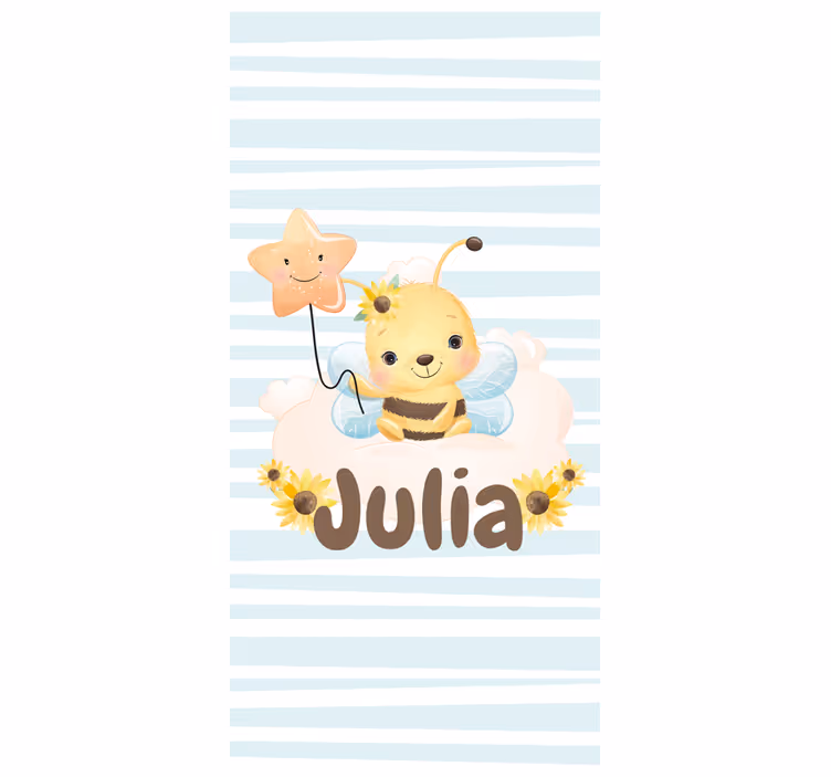 Cute Bee with Name kids roller blind - TenStickers