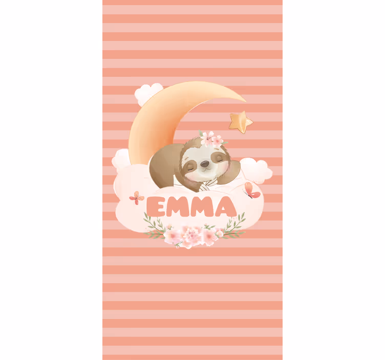 Name with sloth and moon kids roller blind - TenStickers