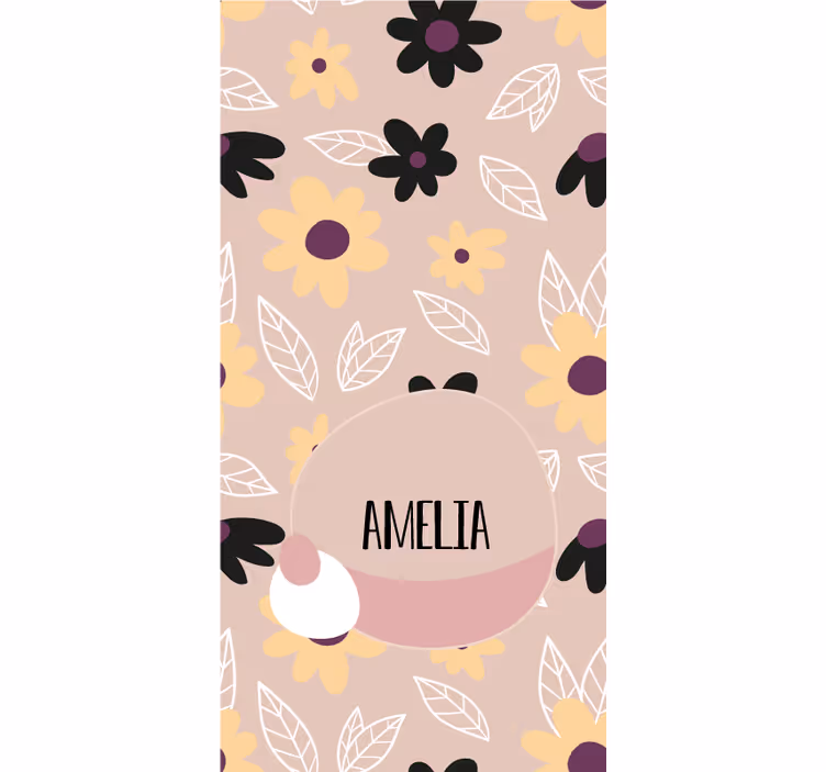Custom roller blind floral name design - TenStickers