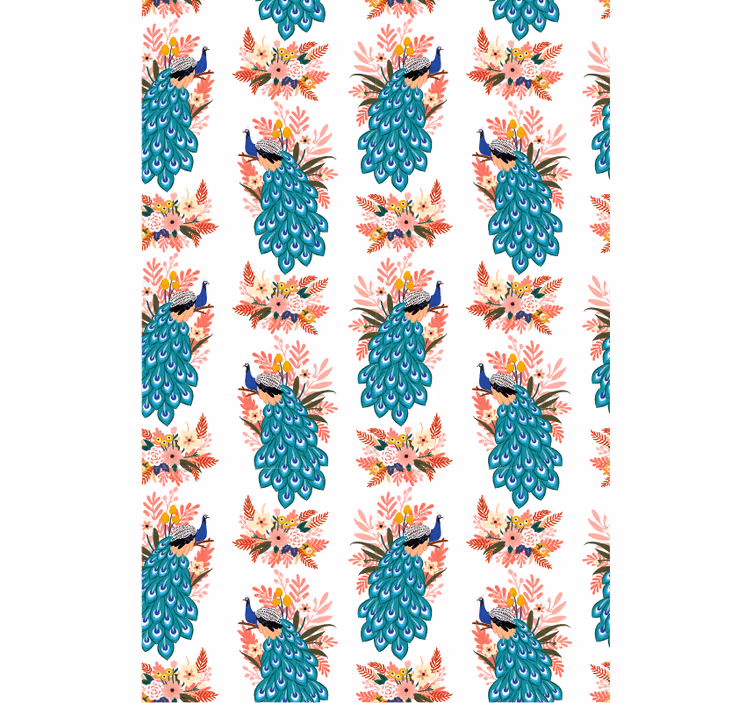 PEACOCKS AMONG FLORALS roller blind flowers - TenStickers