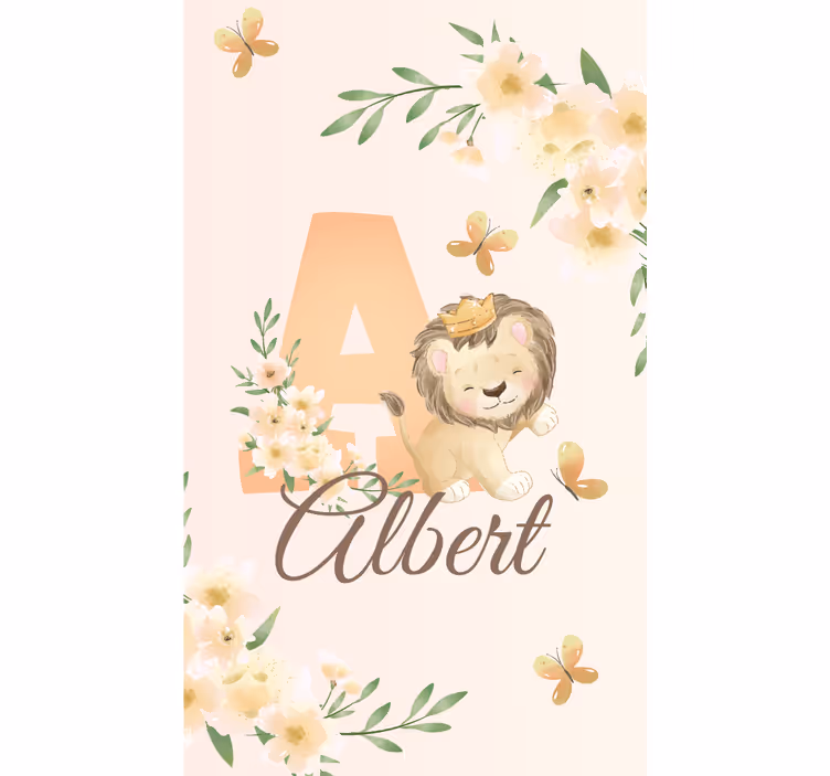 Cute animals lioness with name Nursery blind - TenStickers