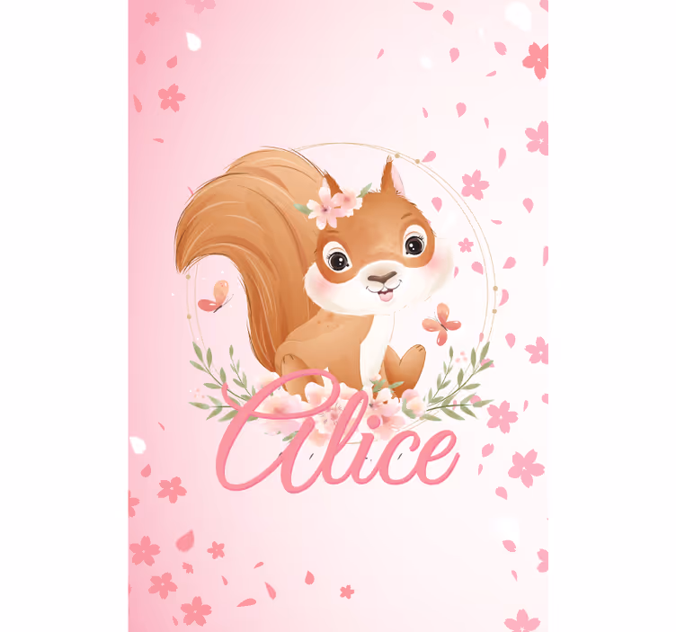 Squirrel with name kids roller blind - TenStickers