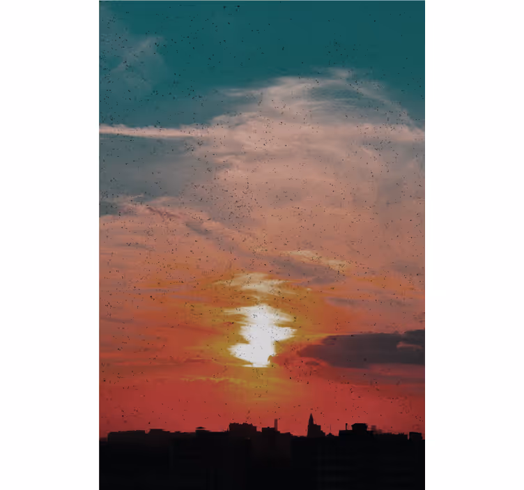 Sunset Over City roller blind clouds - TenStickers