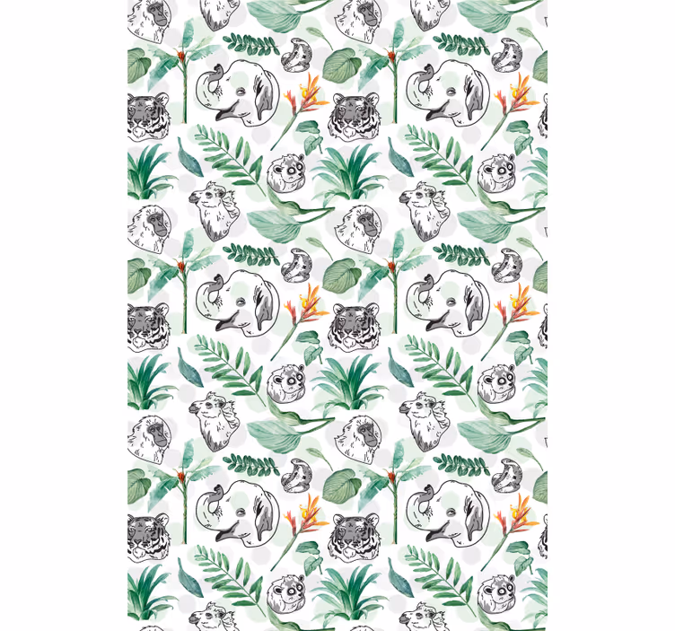Green jungle animals kids roller blind - TenStickers