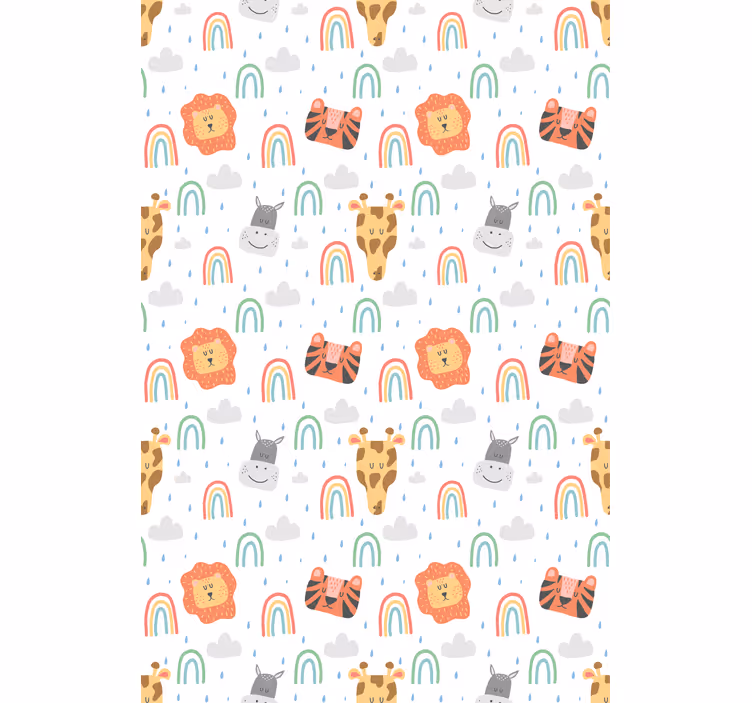 Wild animals with rainbows skandinavian roller blind - TenStickers